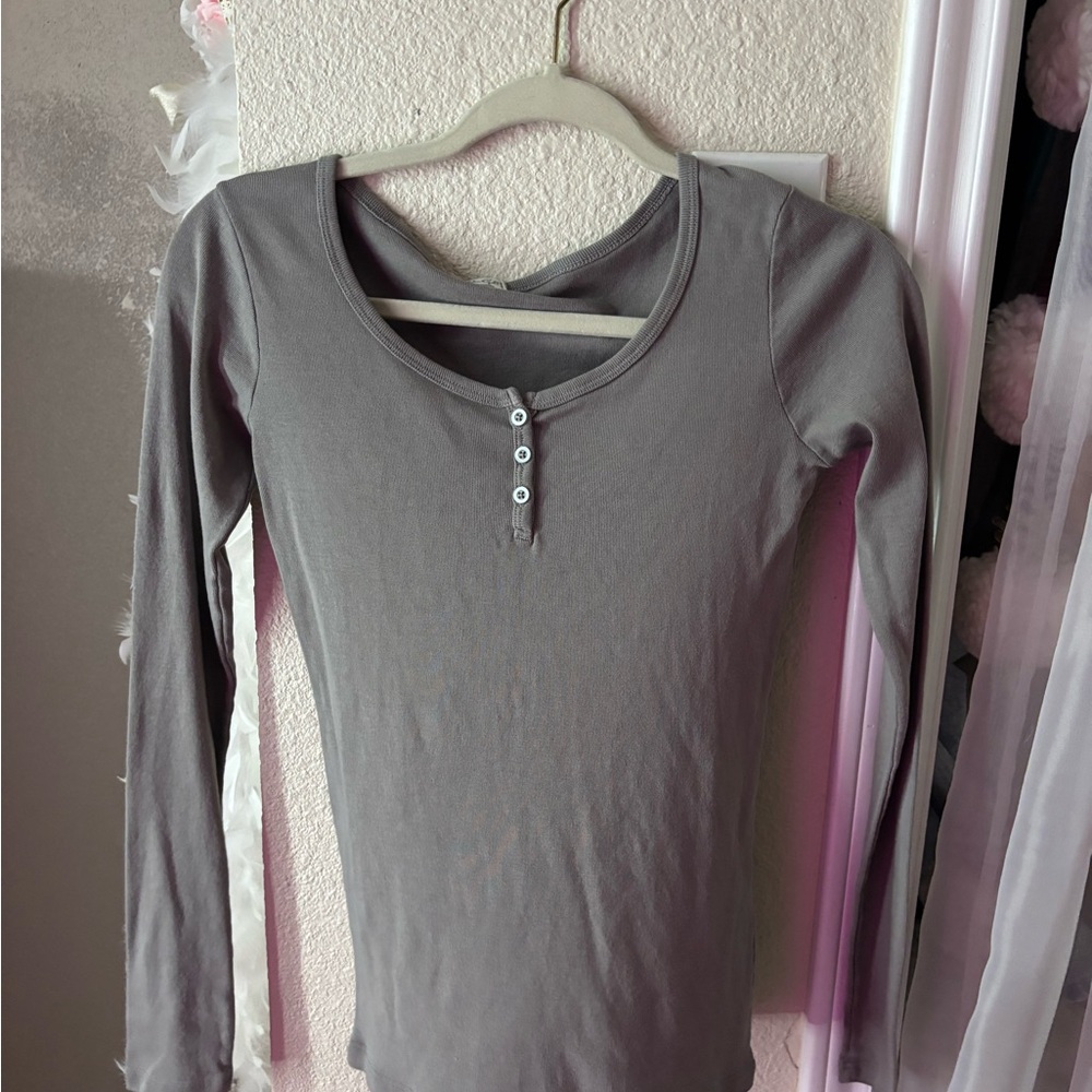 Brandy Melville Gray Button Down Shirt